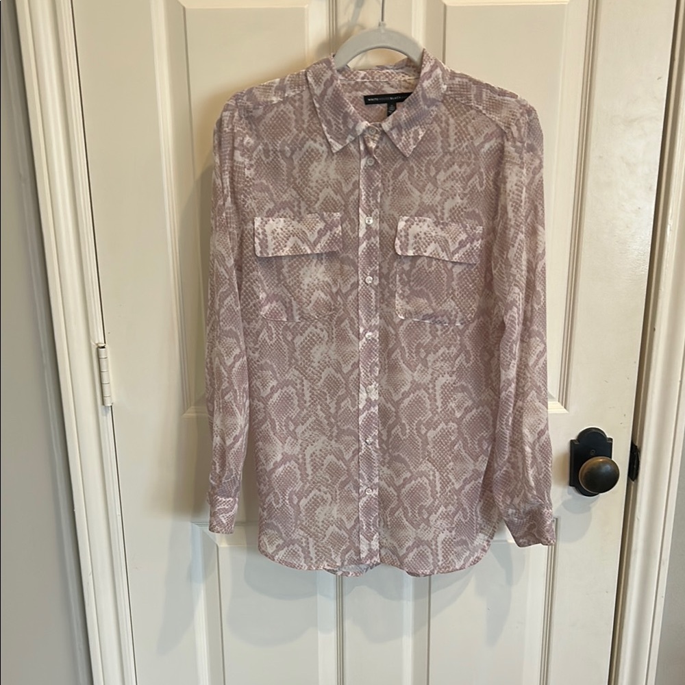 White House Black Market Lavender Button Down Shirt